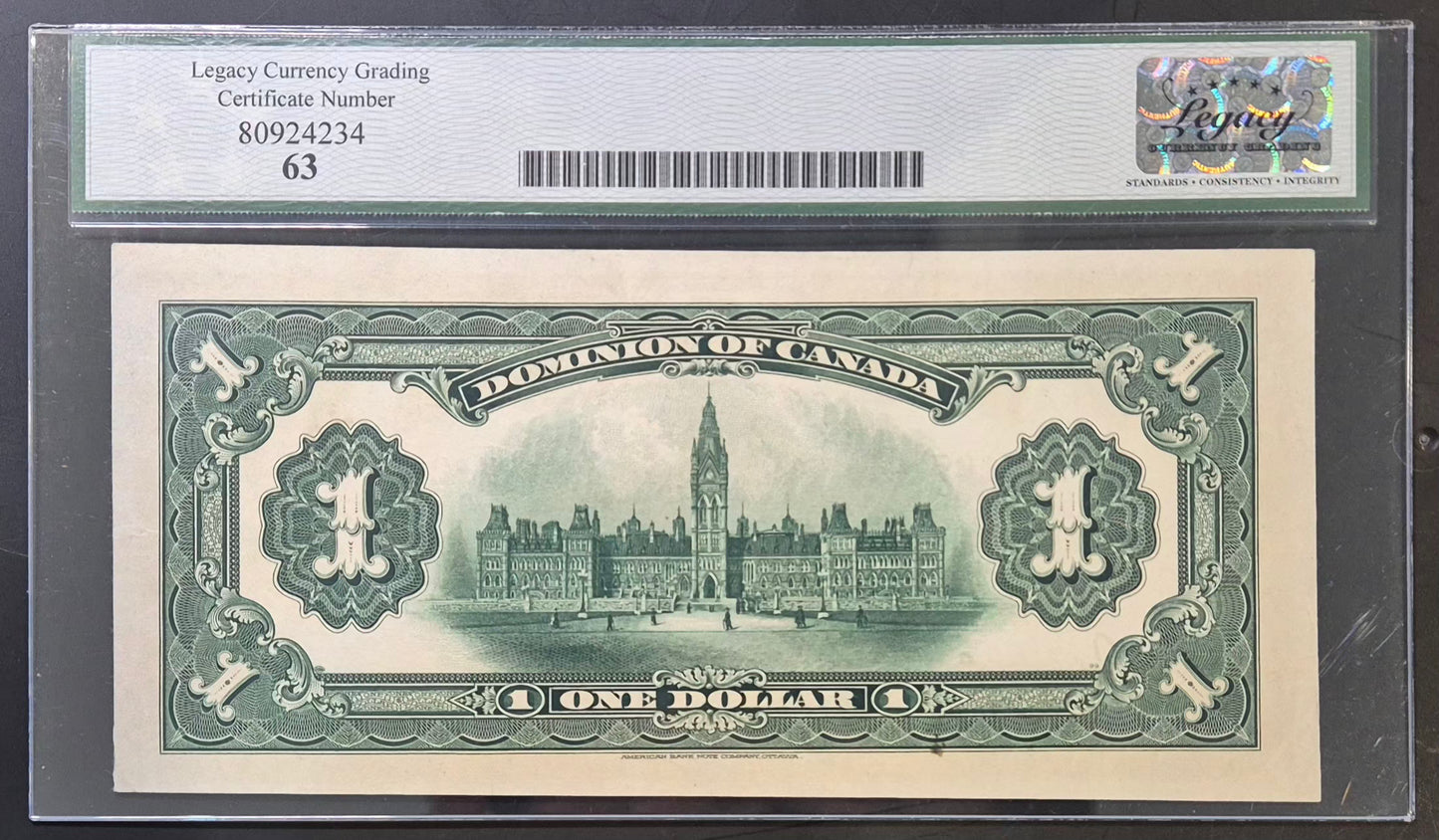Dominion of Canada 1 Dollar Paper Money 1917M Boville Sig. Choice UNC63