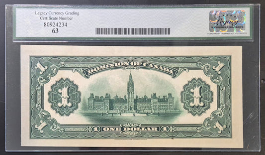 Dominion of Canada 1 Dollar Paper Money 1917M Boville Sig. Choice UNC63