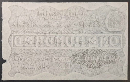 England 100 Pound White Note Paper Money 1937 Peppiatt Signature AU