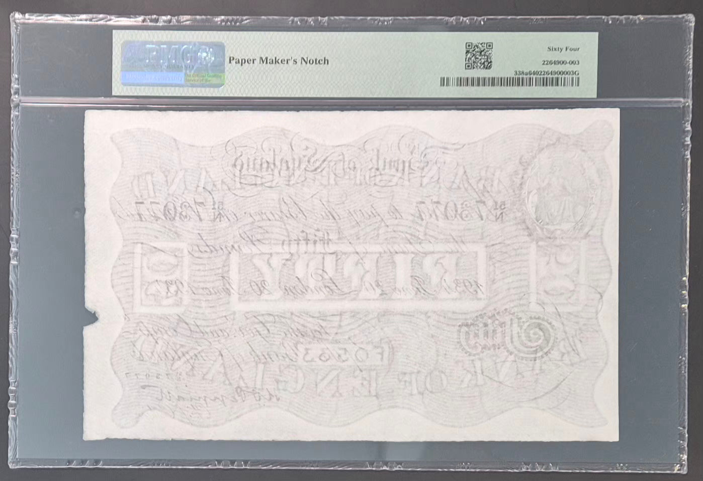 England 50 Pound White Note Paper Money 1934 Peppiatt Sig. Choice UNC64