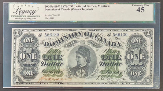 Dominion of Canada Montreal 1 Dollar Paper Money 1878C EF45