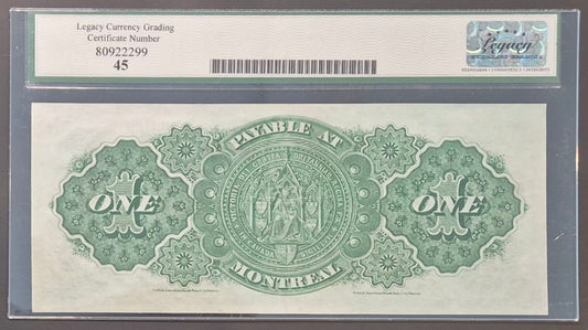 Dominion of Canada Montreal 1 Dollar Paper Money 1878C EF45
