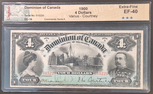 Dominion of Canada 4 Dollars Paper Money Series A 1900 EF40