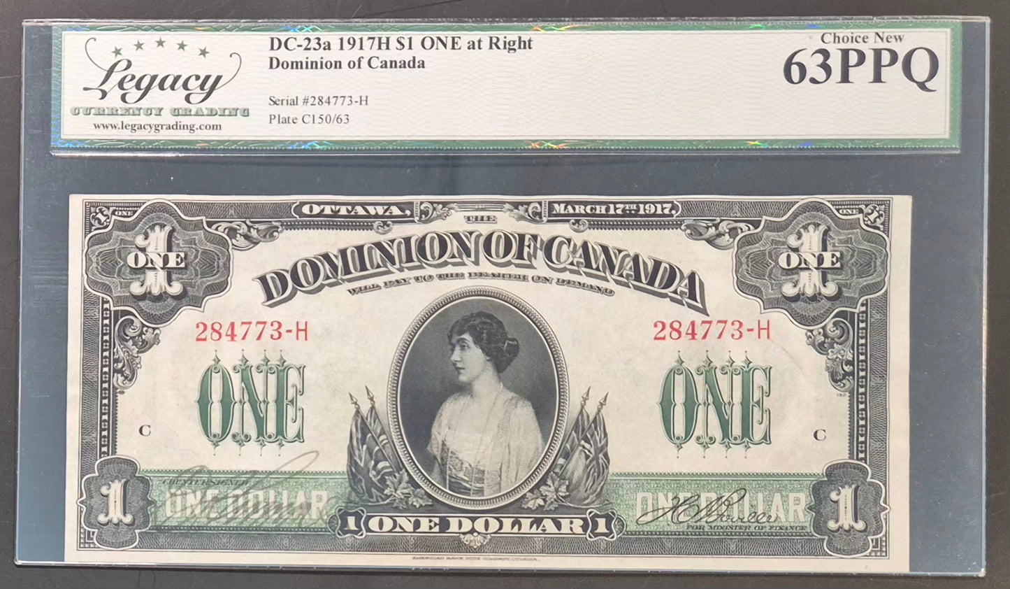 Dominion of Canada 1 Dollar Paper Money 1917H Choice UNC63