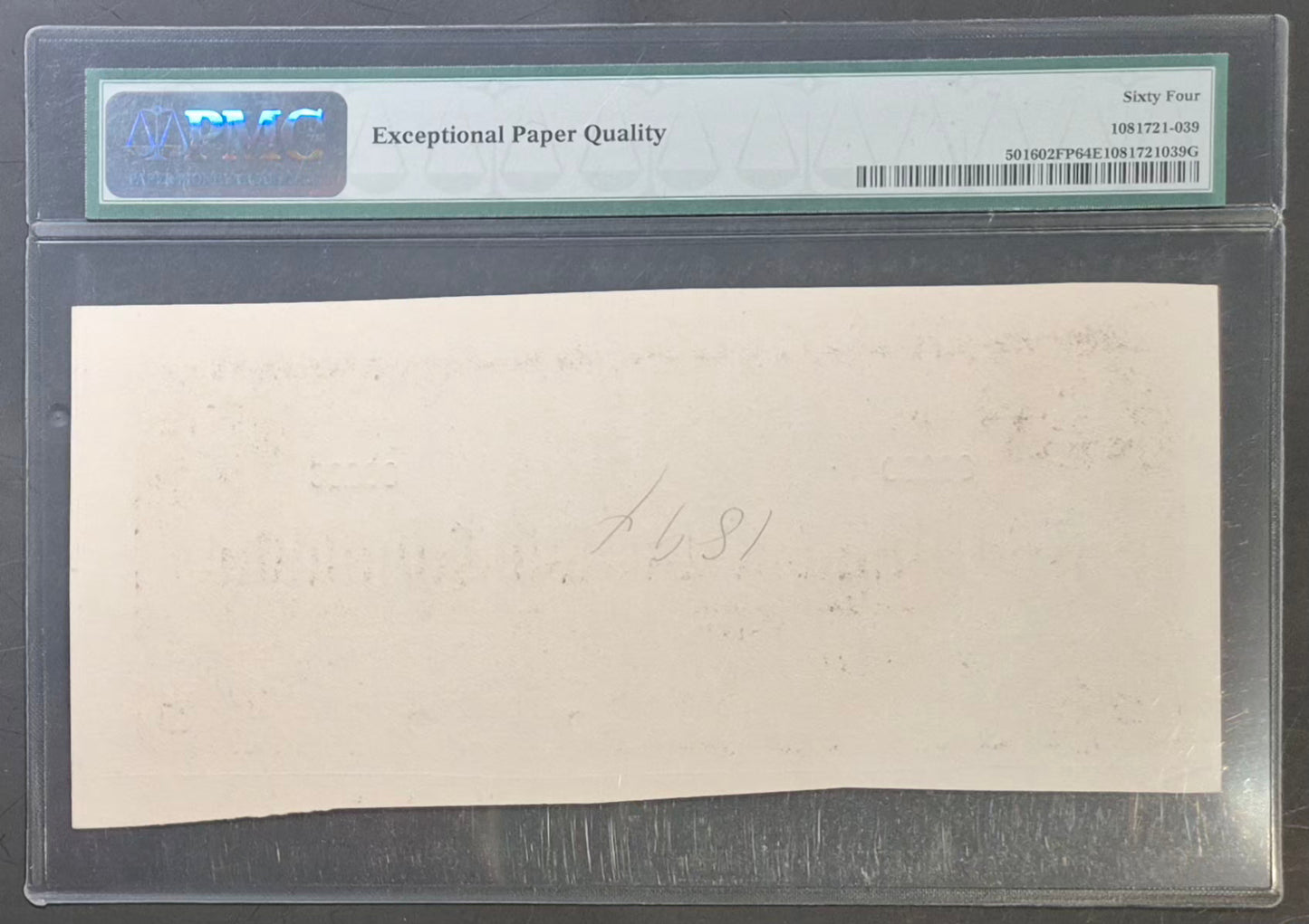 Bank of British Columbia (Canada) 5 Dollars Front Proof Paper Money 1894 Choice UNC64