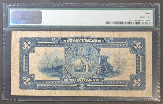 Newfoundland (Canada) 1 Dollar Paper Money 1920 Hickey & Brownrigg Signatures VF20