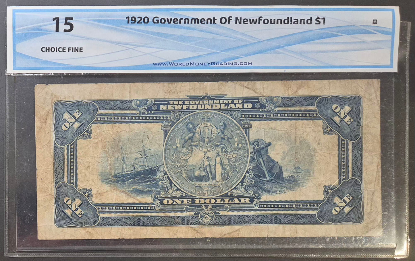 Newfoundland (Canada) 1 Dollar Paper Money 1920 Brownrigg Signature Choice F15