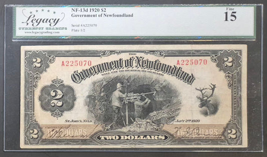 Newfoundland (Canada) 2 Dollars Paper Money 1920 F15