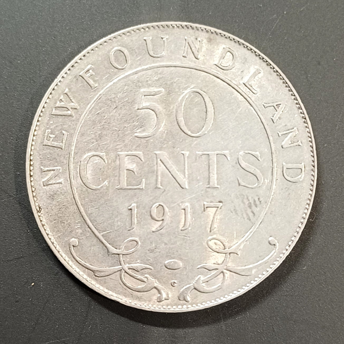 Newfoundland (Canada)  50 Cents Coin 1917 XF45 / AU50
