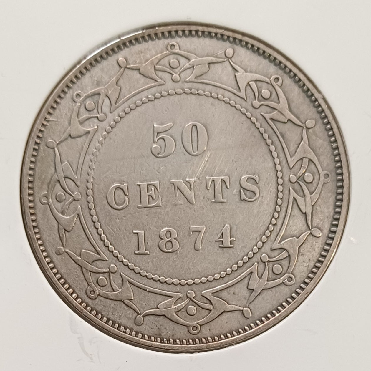 Newfoundland (Canada) 50 Cents Coin 1874 XF45