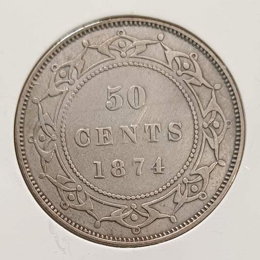 Newfoundland (Canada) 50 Cents Coin 1874 XF45