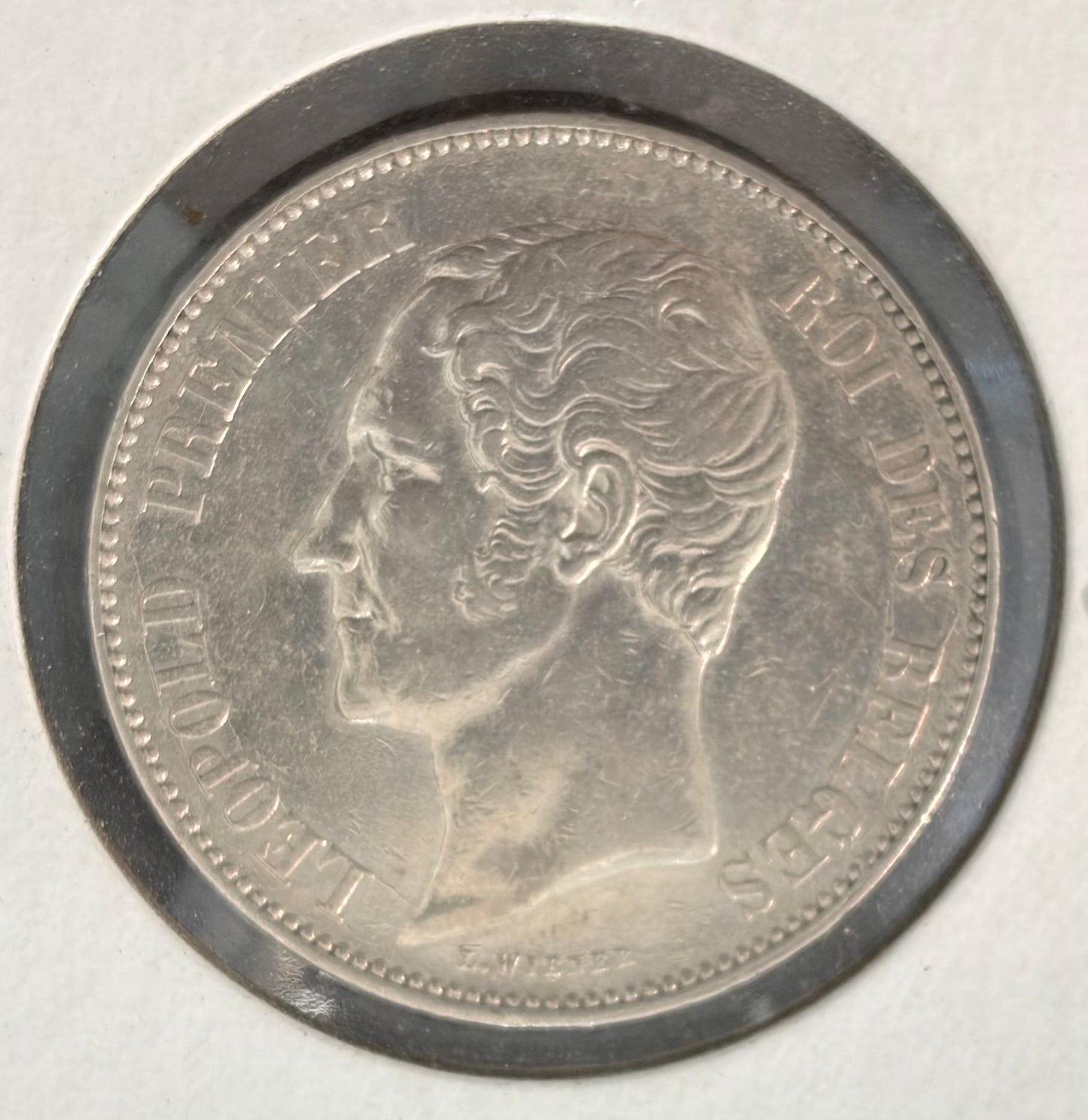 Belgium 5 Francs Coin 1850